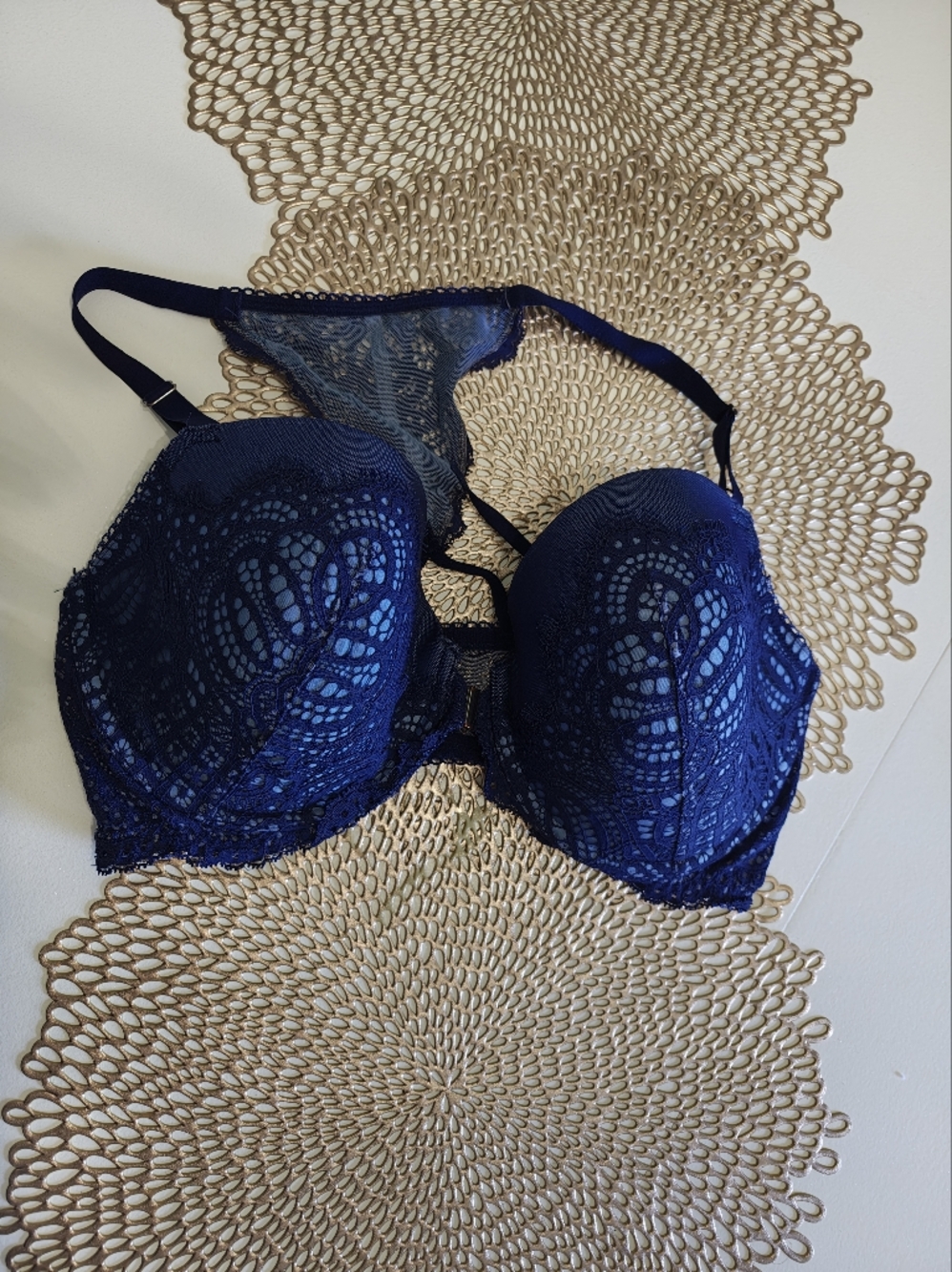 Dream Angels Navy Lace Front Closure Racer Back